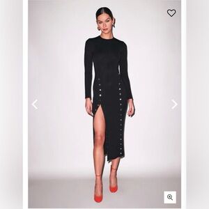 Fleur du Mal Undo Me Dress Black Long-Sleeve with Silver Snap Detail XS NWOT